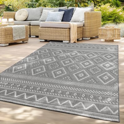 Geometrisch Vloerkleed voor Binnen en Buiten - Modern Tapijt in Grijs (300x400 cm)