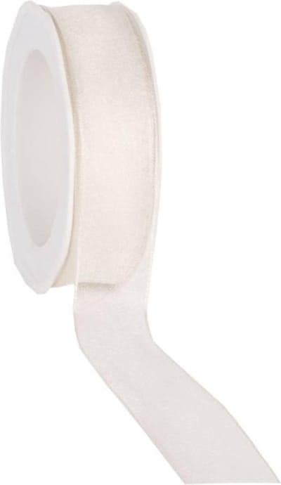 Wired organzalint Creme – 25 mm × 20 m – Organza