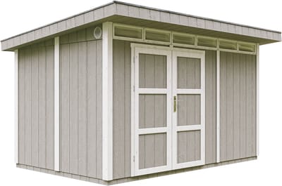 Timbela M904A-TUNDRA GREY - LP SmartSide Tuinhuis op houtbasis - 8,7 m² - 412x279xH237 cm - met vloer en verf