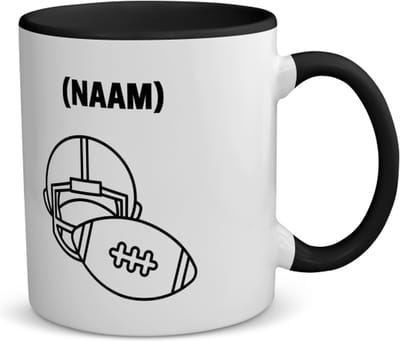 Akyol - american football helm en bal met je eigen naam koffiemok - theemok Zwart - American football - sport liefhebbers - nfl - verjaardag - verjaardagscadeau - mensen die houden van american football - cadeau - kado - geschenk - 350 ML inhoud
