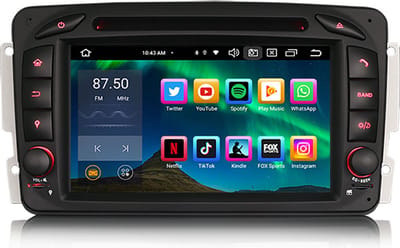 CarPlay autoradio geschikt voor Mercedes C-Klasse | W203 | 2000 t/m 2004 | Android 13 | Draadloos Apple CarPlay & Android Auto | 4GB + 64GB | 8-Core processor | Cartronix | CTX-118563 | Bluetooth & Wifi