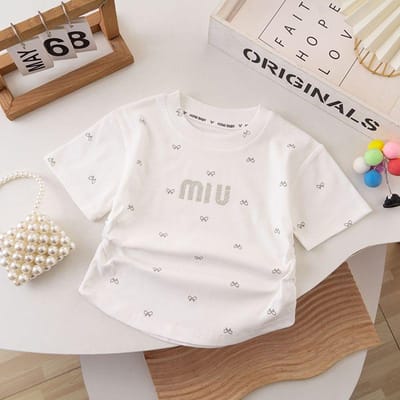 Meisjes T-shirt met korte mouwen voor de zomer, Baby Casual Shirt, Modieuze Kinderkleding 130 wit