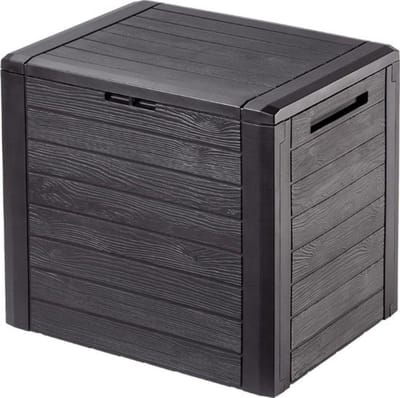 Thuys - Tuinkasten voor Buiten - Tuinberging - Kunststof - 50x65x60cm - Zwart met Grijs - Hout Look