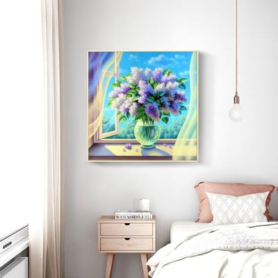 Diamant schilderij bloem 5d volledige ronde diamant mozaïek schilderachtige foto van strass kristal borduurwerk 30x30CM blue