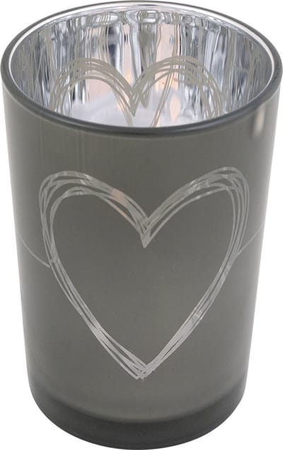 Theelichthouder hart grijs large 18cm