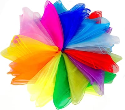 Jongleer Sjaals - Dans Sjaaltjes - Creatief Spelen - 12 Levendige Kleuren - 61x61 cm - Regenboog