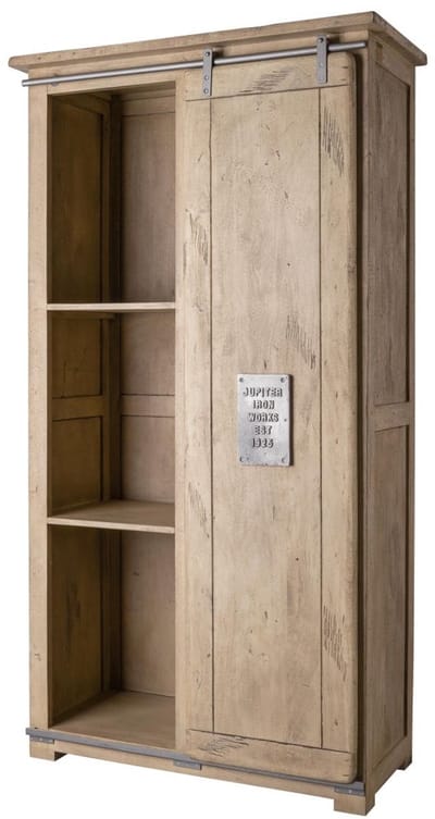 MASSIVMOEBEL24.DE mango kast beige massief hout 100x50x190 cm (BxTxH) gelakt gemonteerd RAILWAY volledig massief #315