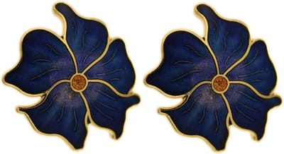 Behave - Dames oorbellen stekers - blauw bloemvorm - modieuze look