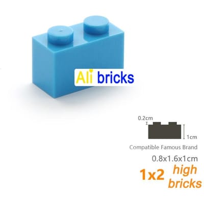 60 pièces/lot Vrac Briques de Construction Épaisses 1X2 Éducatif Assemblage Jouets de Construction Idéal pour Enfants Taille Fonctionne Avec Mettant en Vedette