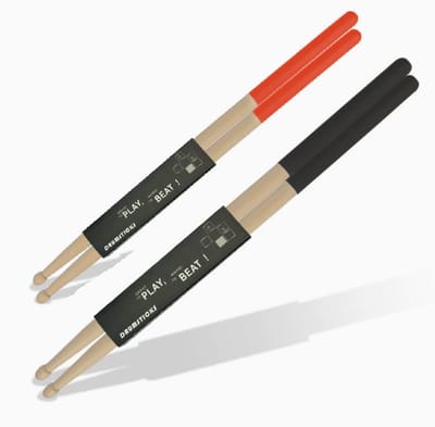 WK 5A 2 Sets Anti-slip Drum Stokken - Esdoorn Houten Drumstokken - Gekleurd voor Volwassenen en Kinderen, Geschikt voor Elektronische Drums - Rood + Zwart