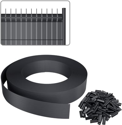 ACXIN PVC Schutting Afsluiting PVC Schutting Strips voor Hekwerk - Tuinscherm en Hekwerk Bekleding 100% Zichtdicht UV-bestendig Weerbestendig - 35 m x 4.7 cm - Antraciet - 50 Clips