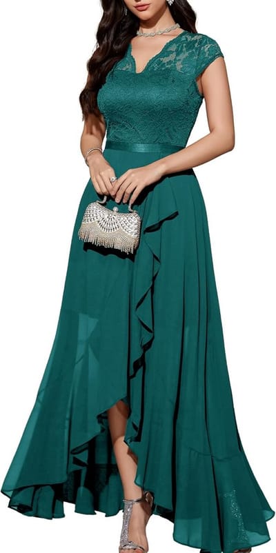 Elegante Avondjurk voor Bruiloften en Feesten met Kant en Chiffon