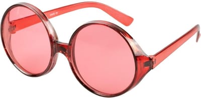 Wilbers & Wilbers - Hippie Kostuum - Hippie Festival Rode Zonnebril - Roze - One Size - Carnavalskleding - Verkleedkleding