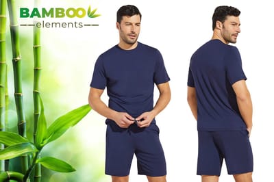 Bamboo Elements – Pyjama Heren – Shortama Heren – Navy M - Pyjama Heren Volwassenen – Shortama’s – Pyjama Set