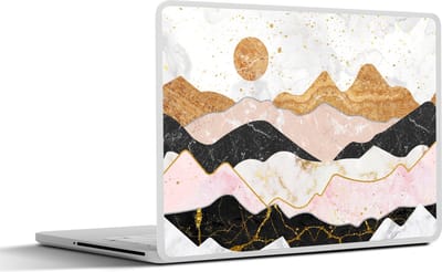 Laptop sticker - 10.1 inch - Marmer print - Goud - Pastel - 25x18cm - Laptopstickers - Laptop skin - Cover