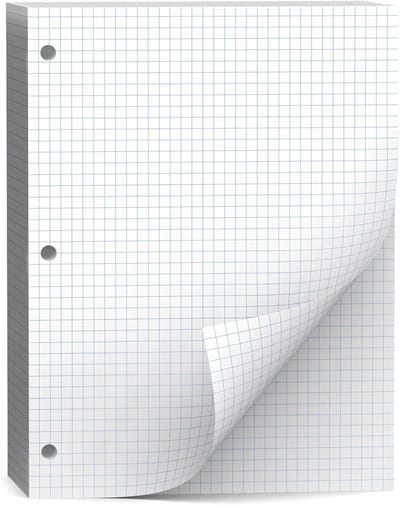 Losbladig Grafiekpapier 4x4 Raster, Geperforeerd voor 3-Ringen, 120 Vellen