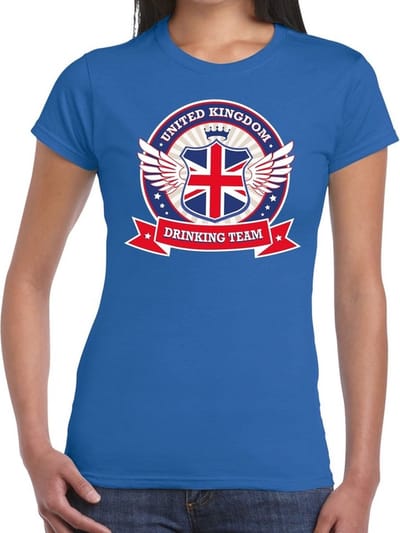 Blauw United Kingdom drinking team t-shirt / t-shirt blauw dames - Engeland kleding XS