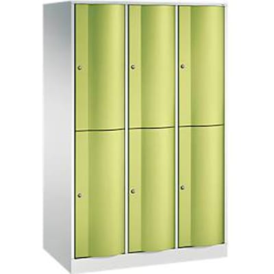 C+P Garderobekast Resisto, 3 vakken, 6 vakken, B 1148 x D 640 x H 1950 mm, lichtgrijs/gentiaanblauw