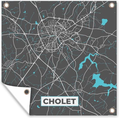 Tuin poster Cholet - Frankrijk - Plattegrond - Kaart - Stadskaart - 200x200 cm - Tuindoek