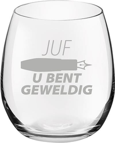 Gegraveerde Drinkglas 39cl Juf u bent geweldig