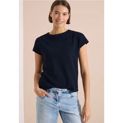 Shirt met boothals in ajour-look