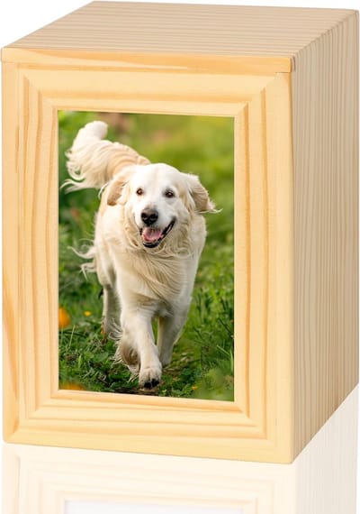 Houten Herinneringsurn met Fotolijst voor Hond of Kat tot 50 kg