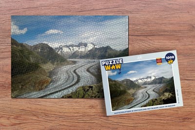 Puzzel Aletschgletsjer in Zwitserland met blauwe lucht en wolken - Legpuzzel - Puzzel 1000 stukjes volwassenen