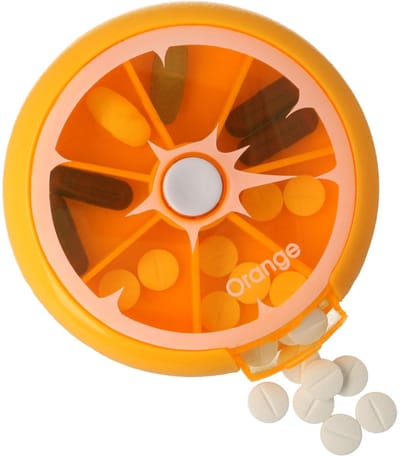 Pillendoos - Medicijnen doosje - Fruit - Lemon - Medicatie ordenen - Pillen doos - Weekplanner pillen - Orange - 7 dagen - Pill box - 7 compartimenten - Medicijn organiser - 9 cm - Oranje - Jonyx