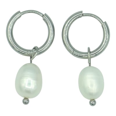 Zoetwaterparel oorbellen - Echte parels - Stainless steel oorringen - 10mm / 22mm