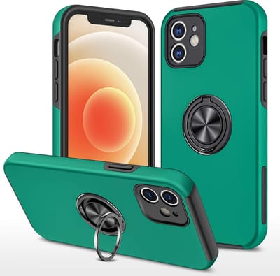 Telefoonhoesje Met Vingerring & Magneet voor Telefoohouders - Hoesje Geschikt voor: iPhone 12 Pro - Anti-drop harde cover - Groen