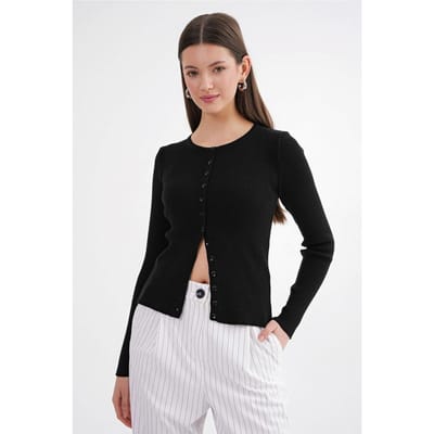 Geknoopte Slim Fit Verstevigde Brei Cardigan