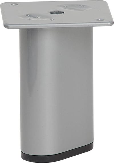 Stalen meubelpoot grijs ovaal 6 bij 3 cm en hoogte 9,5 cm - Set van 4 stuks