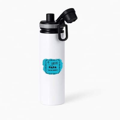 Hacebo® - liefste papa van de wereld waterfles met draaidop grijs - Papa - de liefste vader - vader cadeautjes - vaderdag - verjaardag - geschenk - kado - water fles - 850ML