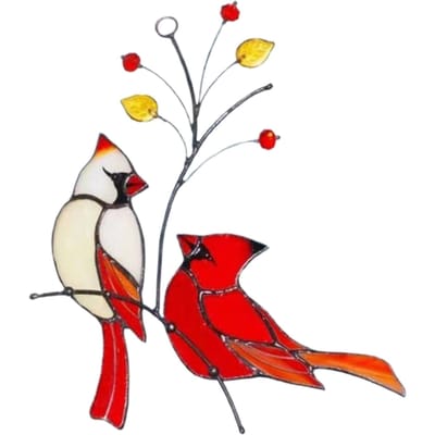 Kunstmatige Simulatie Schuim Vogels Zinklegering Kardinaal Vogel Huis Hangende Decoratie voor Raam Bureau white