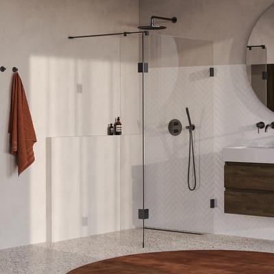 Brauer Void - Inloopdouche - Helder Glas - 110 x 200 cm - met Zijwand 30 cm - incl. Glascoating - PVD Gunmetal Geborsteld