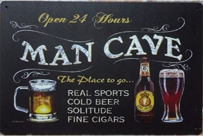 Wandbord - Mancave 24 Hours - Metalen wandbord - Mancave -Mancave decoratie - Metal sign - Bar decoratie - Tekst bord - Decoratie Wand Decoratie - Metalen borden - Retro - Wandborden - 20 x 20 cm -