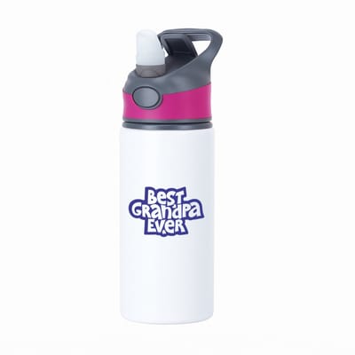 Hacebo® - best granpa ever waterfles met rietje roze - Opa - opa - cadeautje - kado - beste ooit - water fles - 650ML