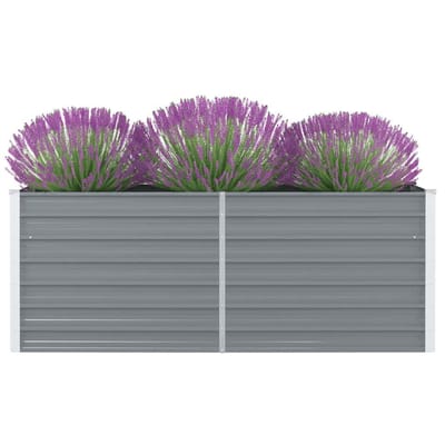 vidaXL - Plantenbak - verhoogd - 160x80x45 - cm - gegalvaniseerd - staal - grijs
