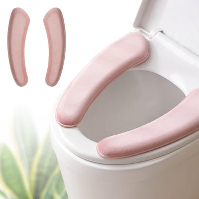 Verwarmde toiletbrilhoes - Zelfklevend type - Verwarmd en rekbaar - Universele maat - Toiletbrilhoes - Toiletbril - Toiletbrilhoes - Zacht - Wasbare toiletbrilhoes - Verdikt - Herbruikbaar - roze