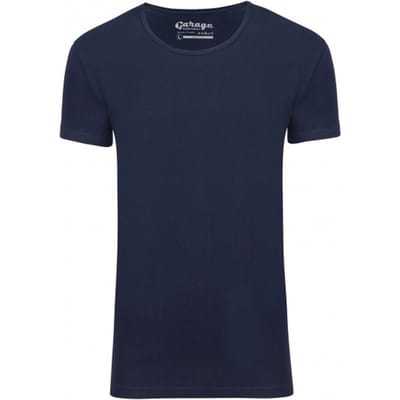 Garage 205 - Bodyfit T-shirt diepe ronde hals korte mouw navy M 95% katoen 5% elastan