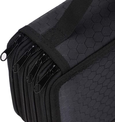 SnelShoppen - Oxford Pennen Etui met 4 Binnenvakken - Grote Capaciteit voor Potloden, Pennen - Opbergzak voor School en Thuis, Zwart, 19.5 x 12.5 cm