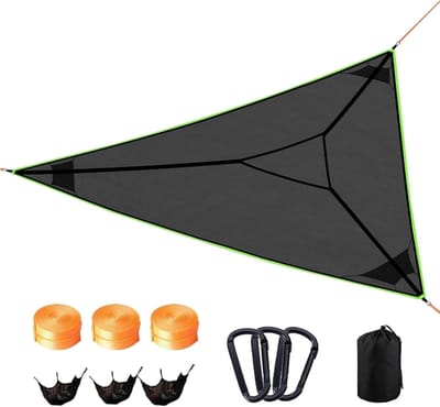 Driehoekige Hangmat - Meermensenslaapzak - Buiten Ontspannen - Snel Droog Ademend - 2.8 Meter - Zwart