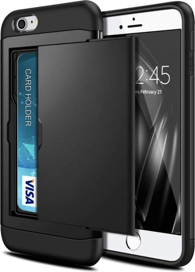 Geschikt voor Apple iPhone 7 - 8 Backcover | Zwart | Pasjeshouder | TPU - Hard PC