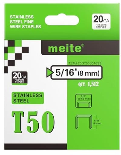 Roestvrijstalen T50 nietjes 11-8 mm en 140/8 mm - 1.512 stuks voor diverse toepassingen