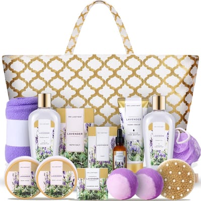 Spa Luxetique - Lavender Dream - XL Wellness Verwenpakket Lavendel 15-delig - Geschenkset Vrouwen - Giftset Wellness bath - Verjaardag Cadeau Vrouw, Moeder, Mama, Zus, Vriendin, Oma, Juf - Cadeautje voor haar