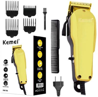 Kemei KM-768 Professionele Tondeuse – Krachtige 12W Haartrimmer – Instelbare Messen & 4 Opzetkammen – Voor Mannen & Thuisgebruik