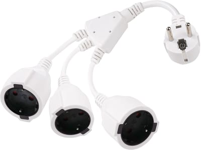 Stekkerdoos 3-voudig - Schuko verdeler 16 A - Dubbele stekker voor stopcontact - 3-voudige stekkeradapter met 1,5m snoer - 250V 16A - EU Plug - 3 Schuko-stopcontacten - IP20