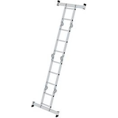 Munk multifunctionele ladder met sporten, trap/enkelladder, met traverse, rechthoekige buisbomen, vierkante sporten, 6 stalen scharnieren, 350 mm breed, 150 kg belasting, nivell® traverses, 2x2 + 2x3 sporten
