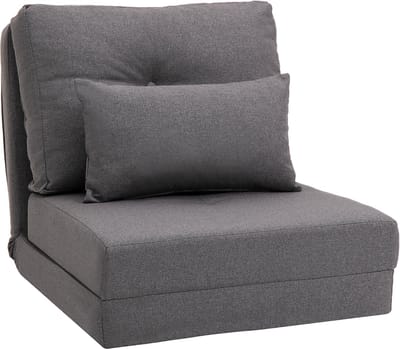 Bodensessel - 2-in-1 Klappbed - Verstelbare Rugleuning - Bodensofa met Zierkussens - Leinen - Comfortabel Bodensitzkussen