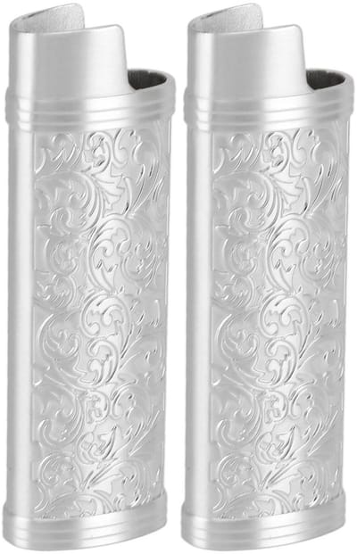 Allecto - Vintage Botanische Lighter Case - Zinklegering BIC Beschermhoes - Stijlvol en Duurzaam (Zilver)